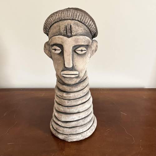 An Unusual Terracotta Double Sided African Head Sculpture image-3
