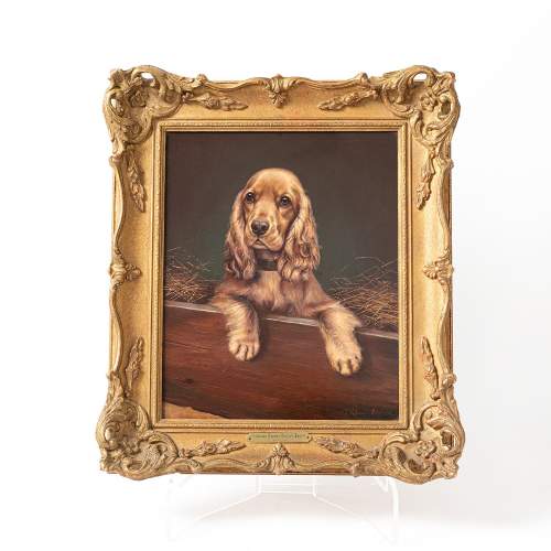 Late Victorian Oil Painting of a Cocker Spaniel image-1