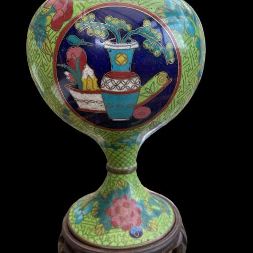 20th Century Chinese Cloisonne Vase and Lid image-2