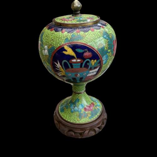 20th Century Chinese Cloisonne Vase and Lid image-1