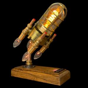 Vintage Upcycled Copper and Brass Rocket Steampunk Lamp