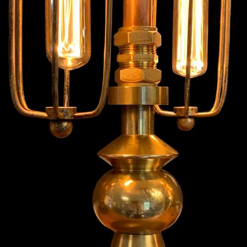 Vintage Upcycled Copper and Brass Twin Arm Steampunk Lamp image-4