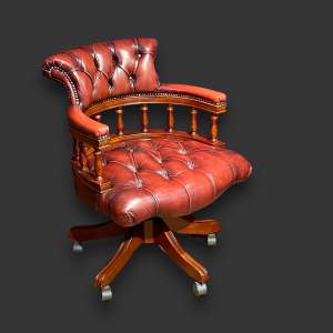 Red Leather Captains Swivel Chair