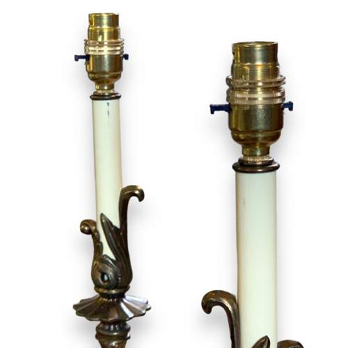 Pair of 20th Century Brass Plated Candle Effect Lamps image-2