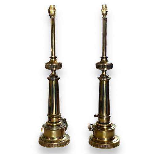 Pair of 20th Century Black and Brass Plated Lamps image-1
