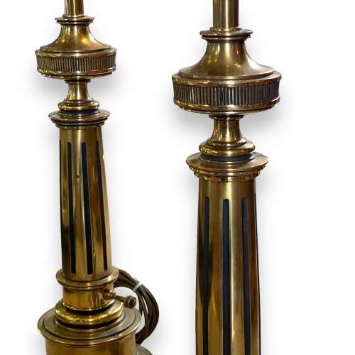 Pair of 20th Century Black and Brass Plated Lamps image-3
