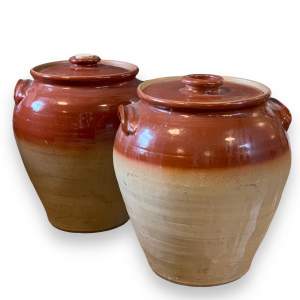Pair of 19th Century Stoneware Olive Storage Jars