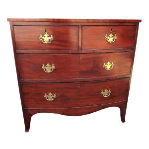 Small Mid 19th Century Mahogany Bow Front Chest of  Drawers