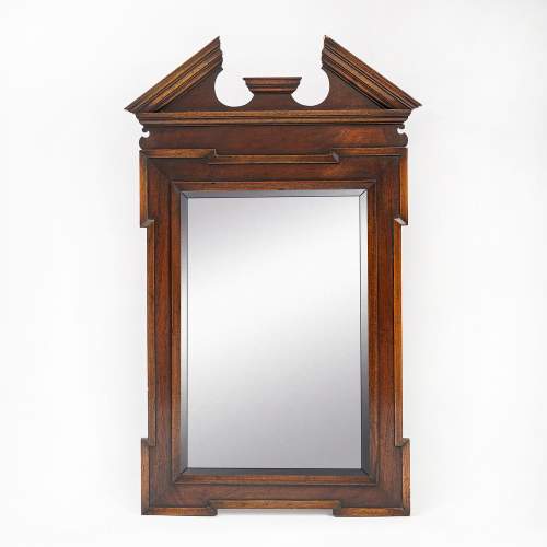 A Vintage 1930s Stained Oak Wall Mirror image-1
