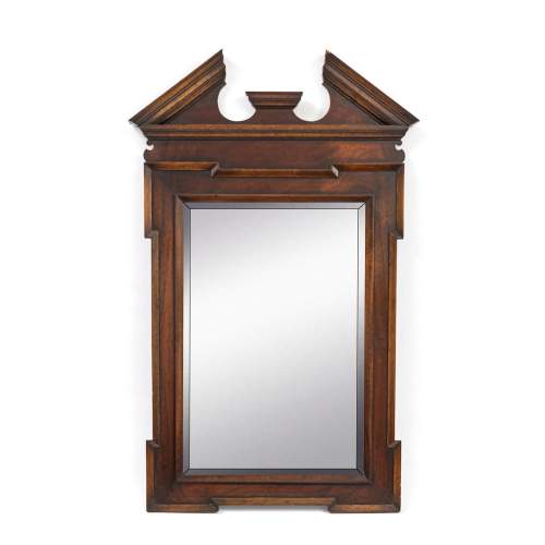 A Vintage 1930s Stained Oak Wall Mirror image-3