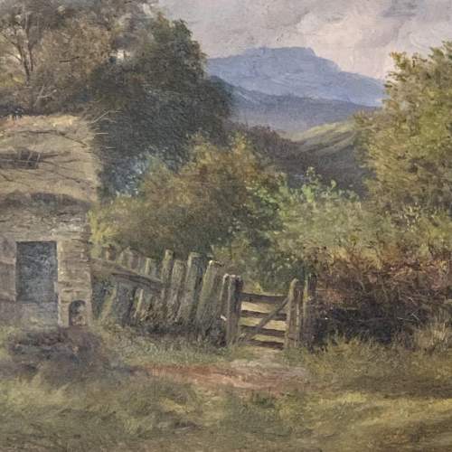 A W Bibbs Oil Painting on Canvas of a Cottage Scene image-2