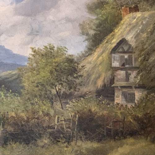 A W Bibbs Oil Painting on Canvas of a Cottage Scene image-3
