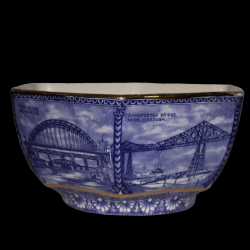 Ringtons Hexagonal Blue & White Bowl made by Wade image-1