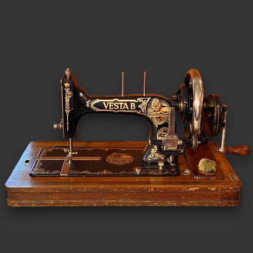 Vintage Vesta B Hand Crank Sewing Machine with Case image-1