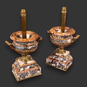 Pair of Ormolu Mounted Marble Lamps