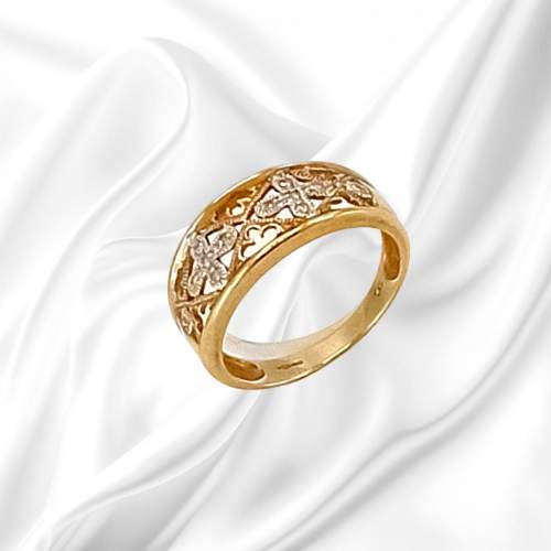 Unusual 9ct Gold Diamond Ring image-2