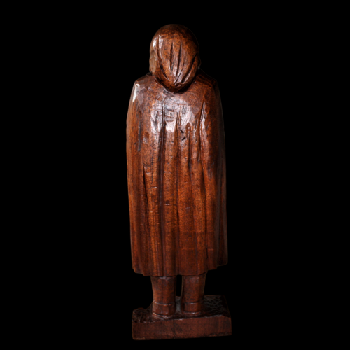 19th Century Hardwood Carving  of a Bearded Man Wearing a Cloak image-3