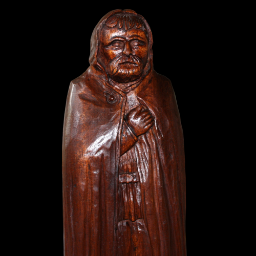 19th Century Hardwood Carving  of a Bearded Man Wearing a Cloak image-6