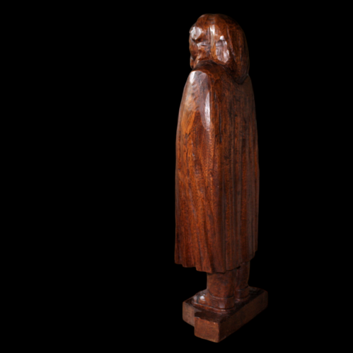 19th Century Hardwood Carving  of a Bearded Man Wearing a Cloak image-2