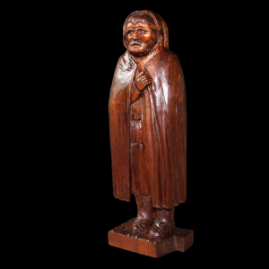 19th Century Hardwood Carving  of a Bearded Man Wearing a Cloak