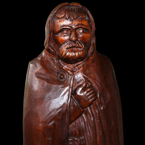 19th Century Hardwood Carving  of a Bearded Man Wearing a Cloak image-5