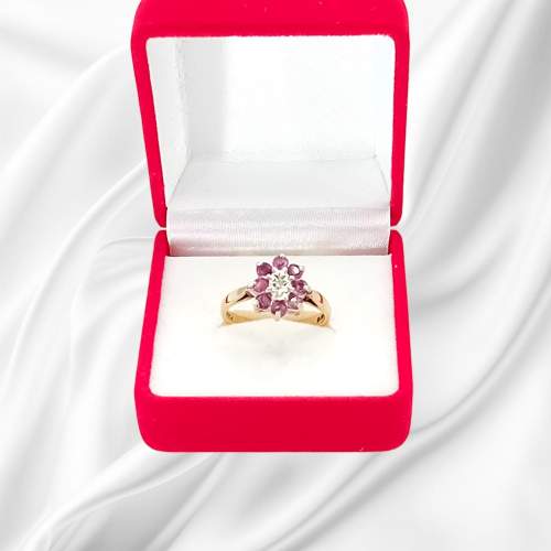 London 1979 9ct Gold Ruby Diamond Ring image-4