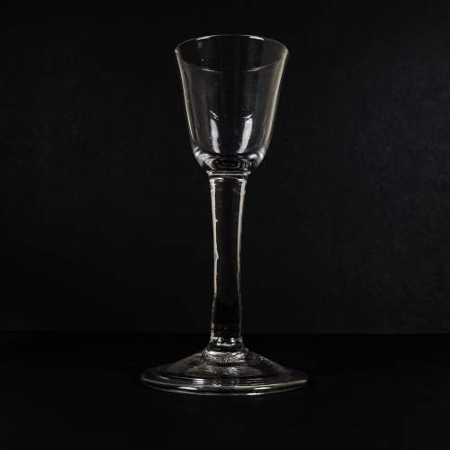 George II c1740  Plain Stem Wine Glass with Bucket Bowl image-1