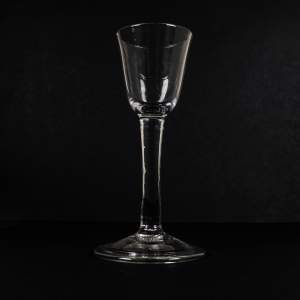 George II c1740  Plain Stem Wine Glass with Bucket Bowl