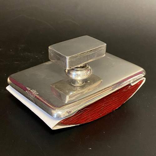 Edwardian Silver Desk Blotter with Stamp Case image-1