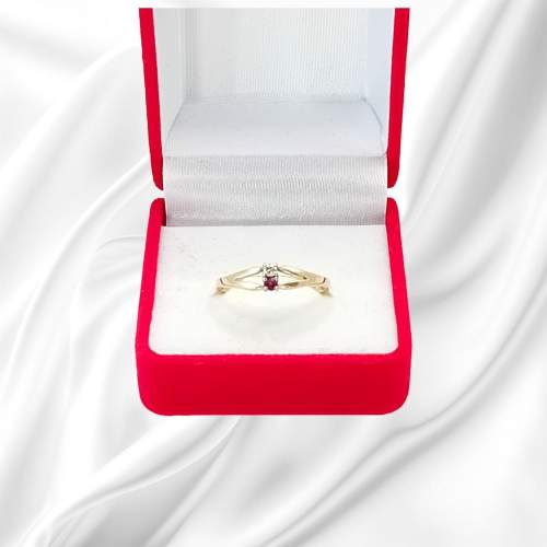 London 1979. 9ct Gold Diamond Ruby Ring image-4
