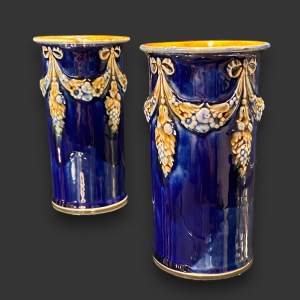 Pair of Royal Doulton Cylindrical Vases