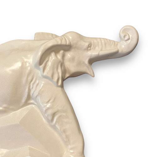 French Art Deco Crackle Ceramic Dolly Elephant Statue image-5