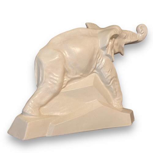 French Art Deco Crackle Ceramic Dolly Elephant Statue image-4