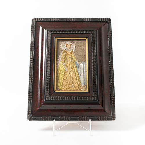 Beautiful Antique Embroidery Panel of Mary Queen of Scots image-1