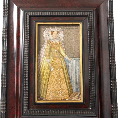 Beautiful Antique Embroidery Panel of Mary Queen of Scots image-3