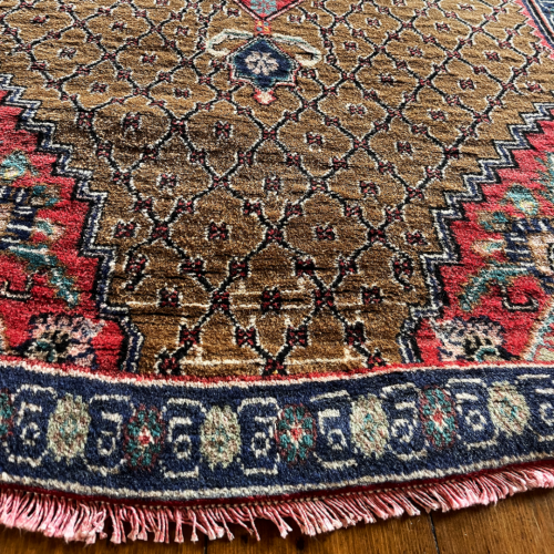 Hand Knotted Persian Hamadan Rug - Pistachio and Rose Medallions image-3