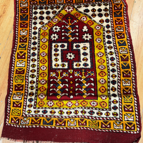 Hand Knotted Anatolian Prayer Mat - Mid 1900s image-1