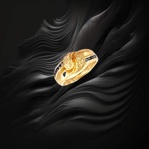 London 1990 Gold Sapphire Diamond Ring image-2