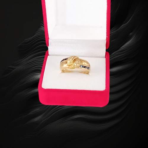 London 1990 Gold Sapphire Diamond Ring image-3
