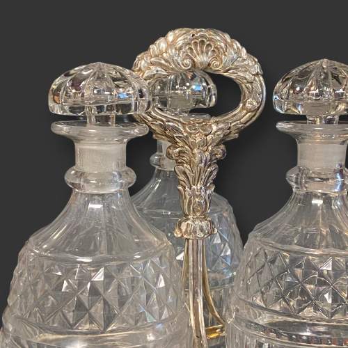 Victorian Decanter Silver Plate Stand with Three Decanters image-2