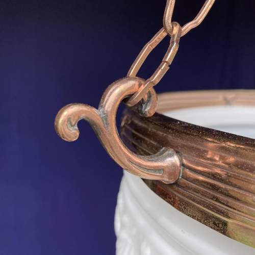 Edwardian Copper & Opalescent Glass Plafonnier Ceiling Light image-2