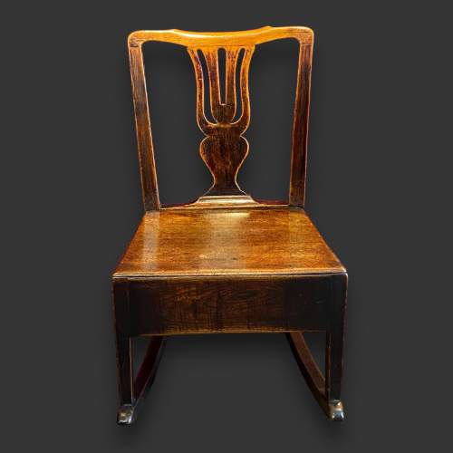 George I Period Solid Elm Lambing Rocking Chair image-2