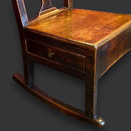 George I Period Solid Elm Lambing Rocking Chair image-4