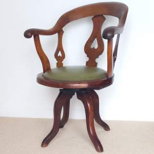 Late Victorian Mahogany Swivel Desk Armchair