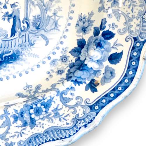 19th Century Fairy Villas Blue & White Meat Platter image-2