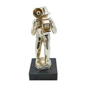 1950-60s Silver Plated Figure of a Photographer on Marble Base