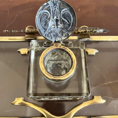 Circa 1920 An Egyptian Revival Inkwell featuring the God Heryshaf image-3