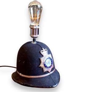Upcycled Metropolitan Policemans Helmet Lamp
