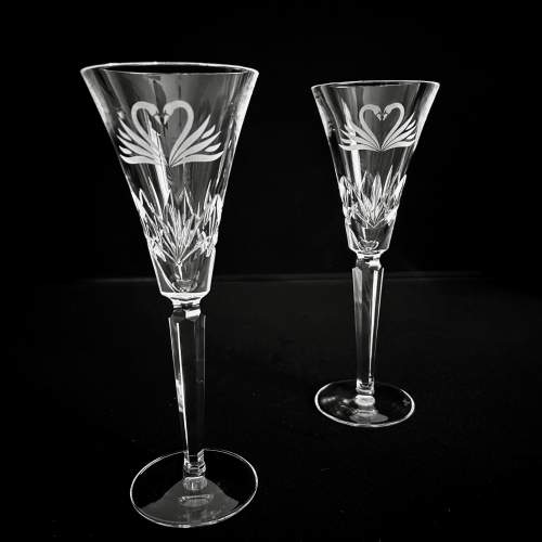 Pair of Waterford Champagne Flutes - Swans image-2