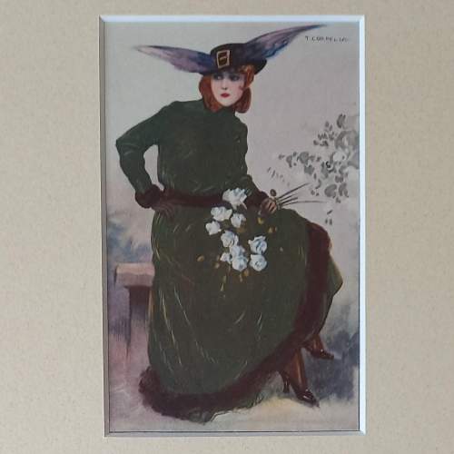 Framed Original Early 20thC Postcard Signed by Tito Corbella image-4